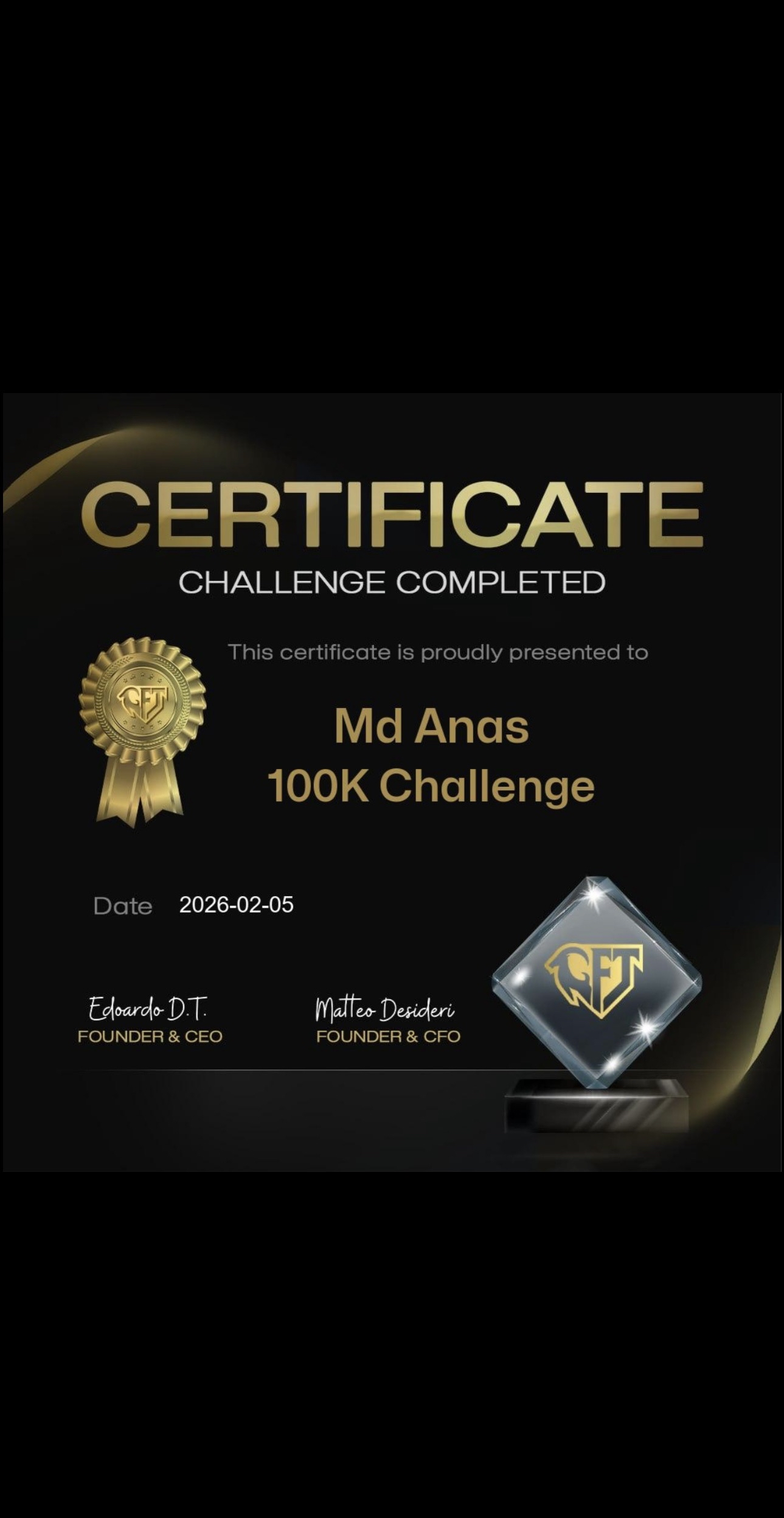Student certificate milestone