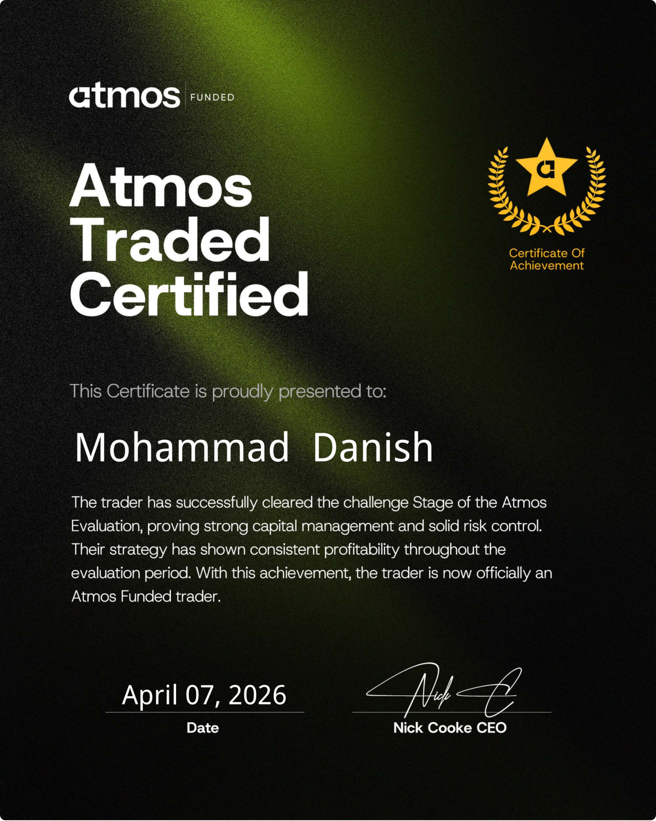 Community member earned certificate